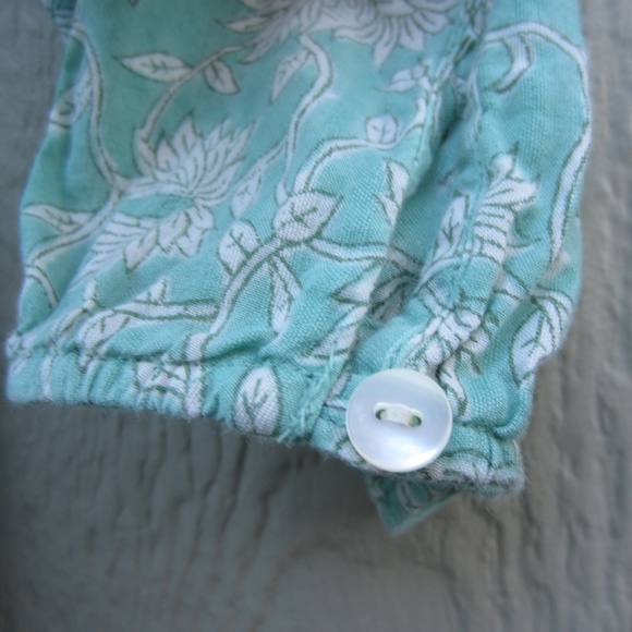 Pure Jill Tops size M Green Floral Button front 3/4 sleeves Casual Comfy relax - Picture 4 of 15